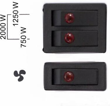 Конвекторний обігрівач TROTEC TCH 22 E Теплова потужність 750 Вт / 1250 Вт / 2000 Вт Електричний радіатор з таймером