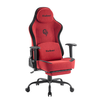 Геймерське крісло, тканинне ігрове крісло та підголівник, ергономічне комп&39ютерне крісло, офісне крісло з підставкою для ніг, комп&39ютерне крісло з регульованою поперековою опорою, подарунок для геймерів (червоне)