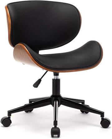 Дерев&39яне офісне крісло Mingone, комп&39ютерне крісло, письмове крісло, шкіряне поворотне крісло, регульоване на 360 по висоті, дизайнерське крісло для домашнього офісу зі спинкою, чорне, до 130 кг, штучна шкіра - сріблясте