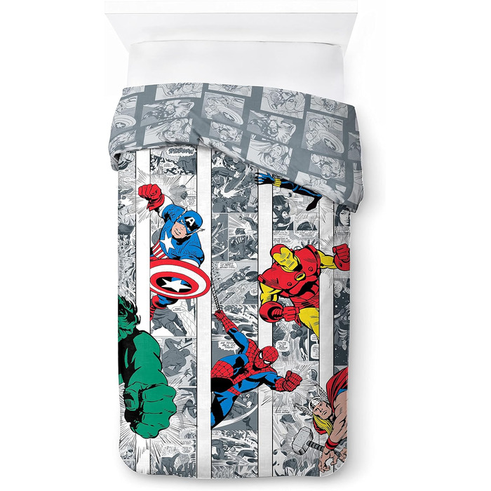 Комплект дитячої постільної білизни Marvel Comics Comic Cool 100 бавовна Односпальне ліжко 135x200 см - Підодіяльник наволочка 80x