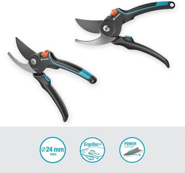 Садові ножиці Gardena PremiumCut Pro, обхідний розріз, для свіжої деревини, діаметр різу 24 мм, ергономічні ручки, леза PowerCoating, виготовлені в Німеччині (12251-20) Свіжа деревина 24 мм