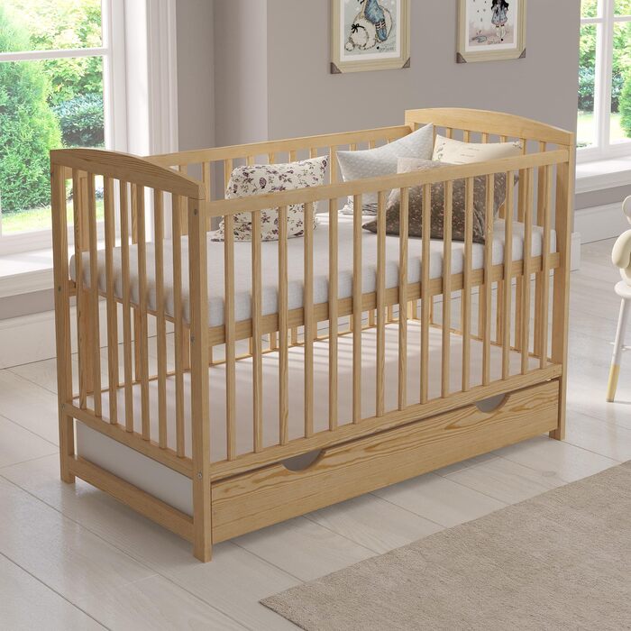 Дитяче ліжечко/спальне місце Love For Sleep 120x60 см з пінопластовим матрацом, дитяче ліжко Jacob з сосни, дерев&39яне дитяче ліжко - Дитяче ліжко, трансформоване ліжечко/дитяче ліжко