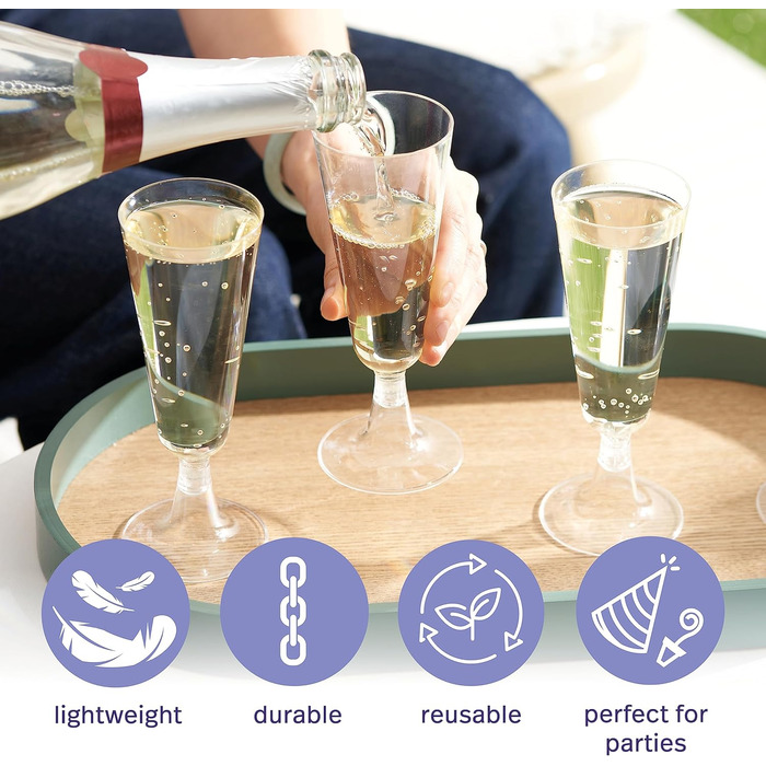 Келихи для шампанського преміум-класу MATANA 48 пластикові, пластикові келихи для шампанського, 150 мл - багаторазові та стійкі -