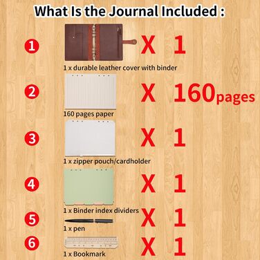 Блокнот Wonderpool з кільцями A5, що заповнюється шкіряним щоденником-органайзером, папка з кишенями, лінований папір, ручка для офісу, школи, ділових поїздок, планування письма (кава, A5) A5 кава