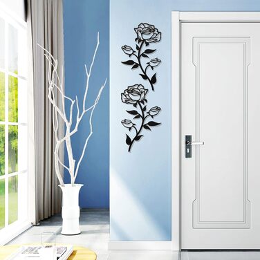 Великі квіти троянди настінні прикраси, 38 см високий чорний металевий художній орнамент настінний вішалка для домашньої спальні о