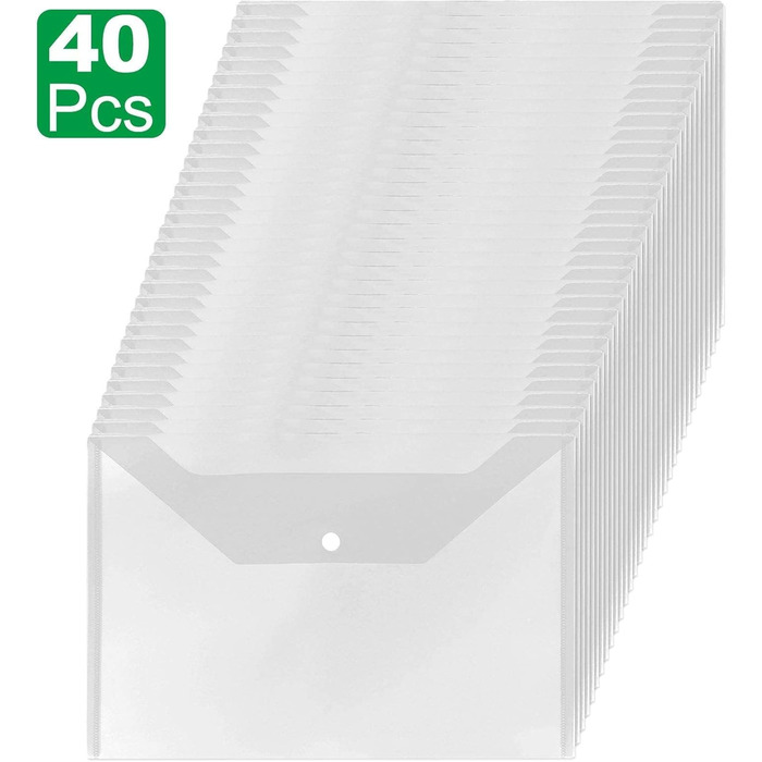 Папка для документів ASelected на 40 предметів із застібкою-кнопкою, кишеня для документів A4, прозора, прозора кишеня, колекційна папка, застібка-кнопка A4 для впорядкування документів, прозора, 40 предметів - A4