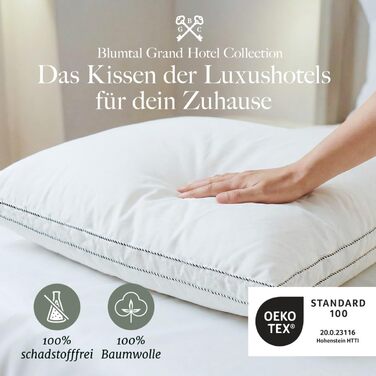 Пухова подушка Blumtal 80 x 80 см з 3-камерним наповнювачем - сертифікована Oeko-TEX. Подушка 80x80 з пір&39яним наповнювачем - Ультрапідтримуюча пружинна серцевина м&39які зовнішні камери HCS - Подушка чохол 100 бавовна, білий колір 80x80 см 1