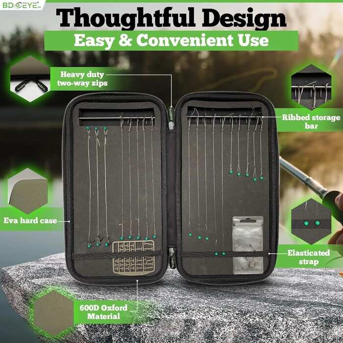 Сумка BD Eye Fishing Stiff-Rig Bag - Wallet Leader Wallet with 25 Pins - Wallet Case for Fishing Leaders, наприклад Carp Rigs