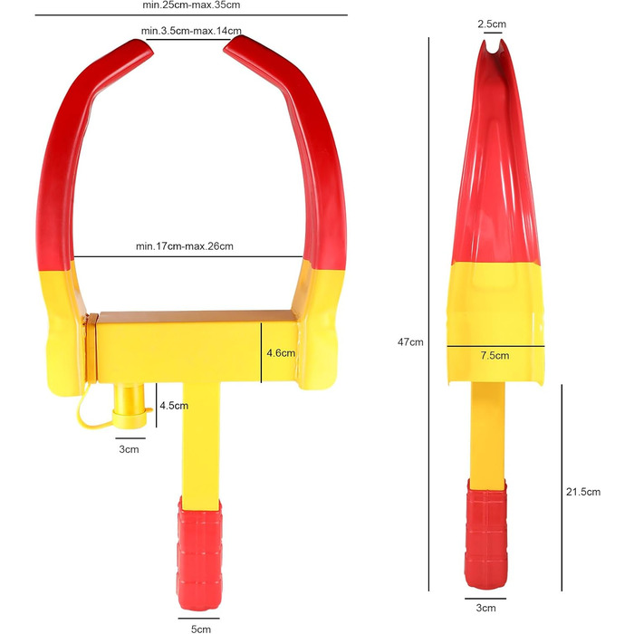 Паркувальний затискач Cathpetic 1PC Bullhorn, Протиугінний причіп, Масштабований і креативний замок для шин для автомобілів, Циліндровий затискач для коліс з латунним замком для причепа для автомобілів, підходить для автомобілів і мотоциклів