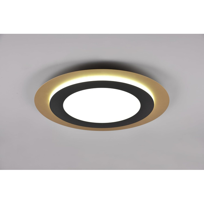 Стельовий LED-світильник Trio Leuchten Morgan 641519280, матовий чорний/золотий, метал та акрил, 46 Вт, з пультом керування, діаметр 45 см