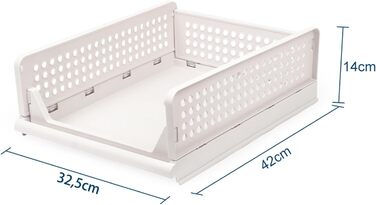 Органайзер для гардеробу, штабелюваний набір із 5 предметів, складний органайзер для гардеробу, коробки для зберігання футболок, коробка для зберігання з шухлядами для спальні, кухні, ванної кімнати, білий