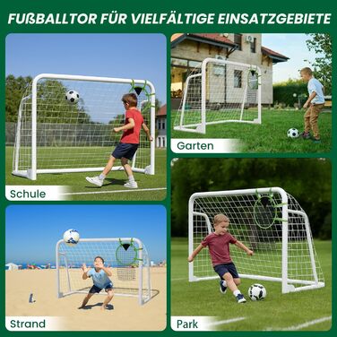 Міцний комплект футбольних воріт 4 розмірів для саду (180-365 см) Доступний як окремостоячий або складний варіант Зі сталевою трубою або ПВХ рамою Повний комплект для саду та парку 180120 см, металеві складні - Білий
