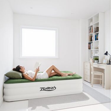 Самонадувальний надувний матрац за 3 хвилини, надувне гостьове ліжко з вбудованим електричним насосом, надувне односпальне ліжко для кемпінгу та домашнього використання (односпальне (46 см))