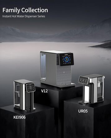 Диспенсер для гарячої води ZACHVO KEI906 (без фільтра) - 2600W швидкий нагрів, 4 температурні рівні, 5 об&39ємів води, ємність для води 3 л, компактний для кухні, офісу та дому, чорний