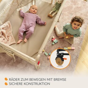 Дорожнє ліжечко Lionelo Laura 2-в-1 до 15 кг, манеж від 0 до 36 місяців, бічний вхід T25, пінопластовий матрац, 2 налаштування висоти, дорожня сумка, колеса з гальмами