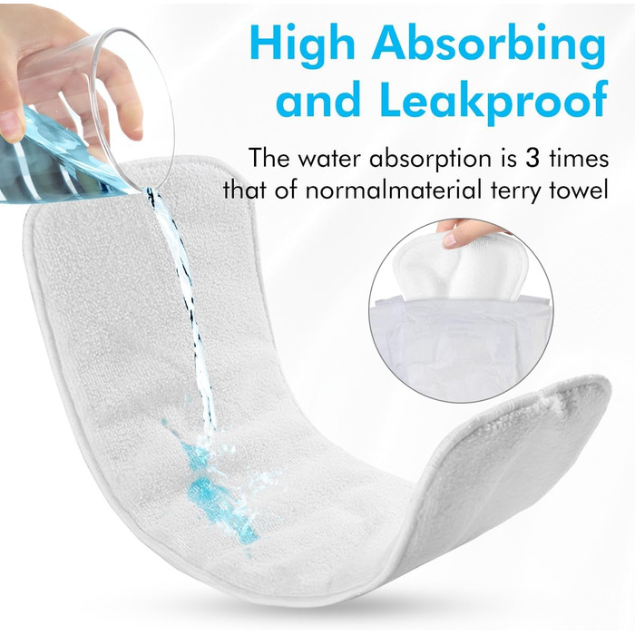 Бамбукових прокладок з мікрофібри для дорослих, тканинні підгузки для догляду за нетриманням, 4-шарові, можна прати, багаторазові,