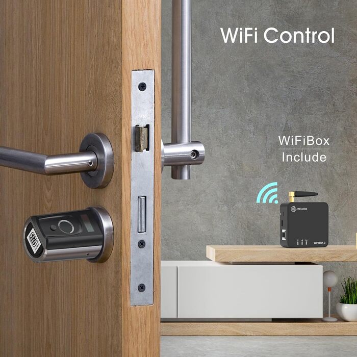 З WIFIBOX 3, електронний дверний замок з RFID-картою Bluetooth WiFi IP65, працює з Alexa, регулювання для дверей 50-100 мм, 41