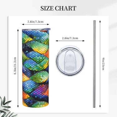 Кухоль з прямою трубочкою, 590 мл, принт у вигляді райдужної риб&39ячої луски, дорожній кухоль, підходить для кемпінгу, офісу та дому