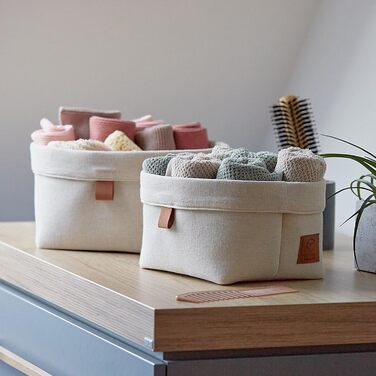Набір кошиків для зберігання LOVE IT STORE IT, 2 шт. - Тканинні кошики для декору ванної кімнати та дитячої кімнати - Бежевий - Набір з 2 шт., 2 розміри