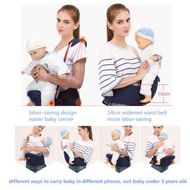 Ергономічна люлька-переноска з плечовим ременем, кріслом на талії для перенесення малюків, мала вага та економія праці