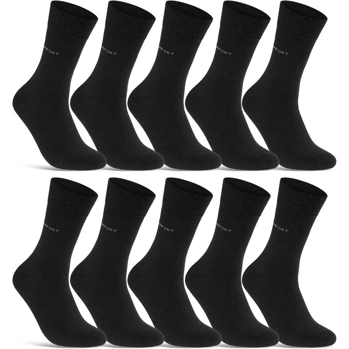 Пар комфортних шкарпеток без гумки та безшовних, чоловічі та жіночі, бавовна, комфортна манжета, розмір 43-46, 10 шт. чорного кольору, 10