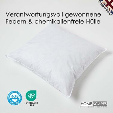 Розкішні накладки на подушку з качиного пера, 50 x 50 см, ідеальний чохол, що забезпечує відскок та захист від пуху, щедро наповнена внутрішня подушка, гіпоалергенні, сертифіковані RDS, можна прати в пральній машині, 2 x 50 x 50 см