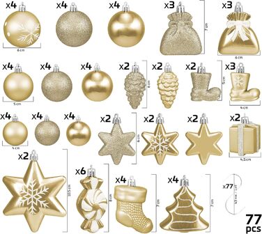 Набір різдвяних кульок 77 шт BRUBAKER
