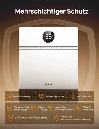 Розумний настінний конвектор Dreo, вихід вентилятора 30, 2000 Вт, регульований термостат, пульт дистанційного керування, тижневий таймер, простий у встановленні внутрішній обігрівач, сумісний з Alexa, білий