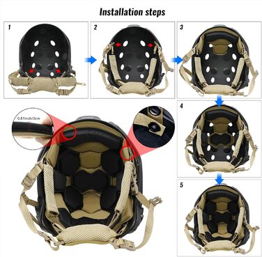 Тактичні накладки на шолом та регульований ремінець для підборіддя шолома для Tactical Fast Me ACH Bump FMA EXF Запасний комплект аксесуарів кольору хакі