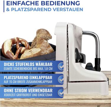 Хліборізка Maximex, товщина скибочок з можливістю вибору ступеня, пряма ріжуча поверхня, стійка, ніж з нержавіючої сталі, 31 x 20 x 29 см