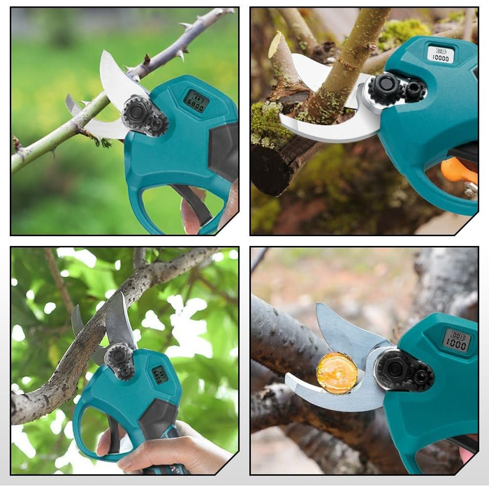 Акумуляторні садові ножиці для акумуляторів Makita 18V, електричні садові ножиці 30 мм, електричні садові ножиці з 2 акумуляторами ємністю 7500 мАг, садові ножиці з дисплеєм, бездротові садові ножиці для садівництва та обрізки дерев