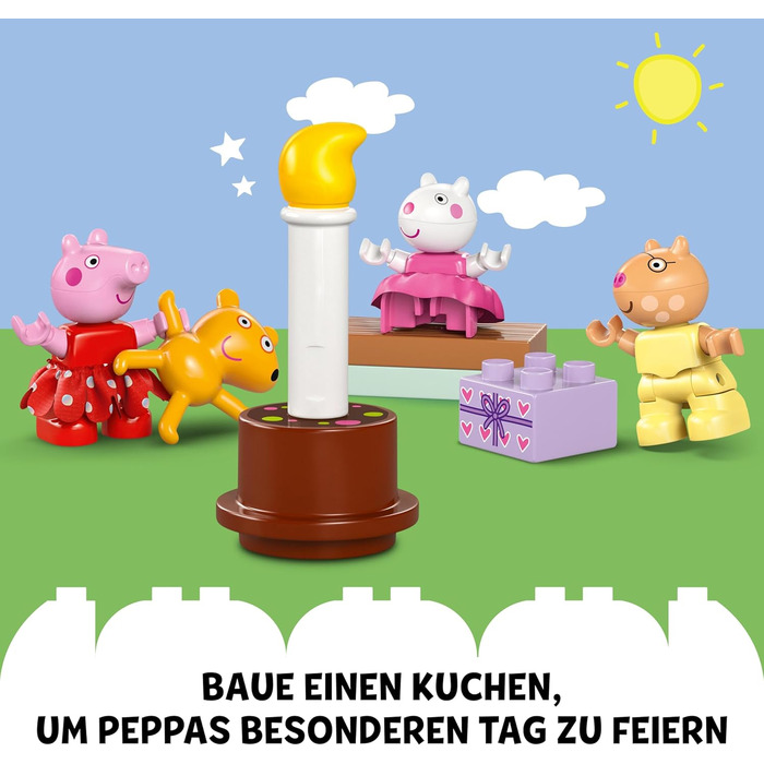 Будиночок на день народження Пеппи креативна іграшка з 3 фігурками, іграшковий будиночок для будівництва та перебудови для дітей в
