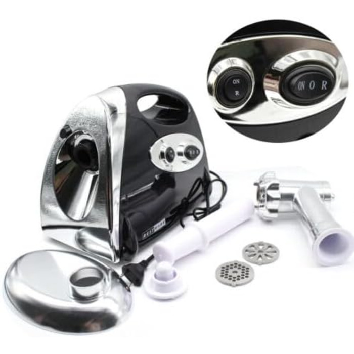 Чорна м'ясорубка електрична, 2800 Вт М'ясорубка з ковбасним наповнювачем Мультипроцесор 3 в 1 м'ясорубка з нержавіючої сталі М'ясо