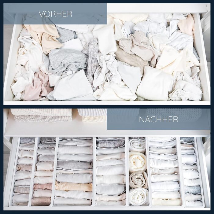 Набір органайзерів 11 надвисоких відділень для дитячого одягу, шкарпеток та підгузків Система організації пеленального столика міцна та миється, підходить для будь-якого пеленального столика та шухляди білий Розмір 4 шт. XS Білий 4 шт. XS