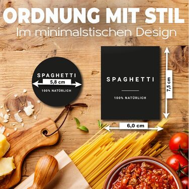 Етикетки для зберігання - Набір для кухні XXL Чорний - самоклеючі (288 шт. ) - Наклейки круглі мінімалістичні - водонепроникні Ети