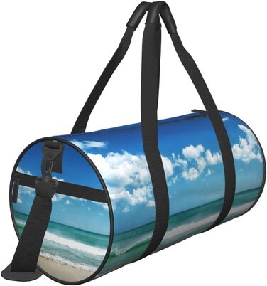 Спортивна сумка, дорожня сумка, пляжна сумка, білий принт Хмарки, сумка для подорожей на ніч, чорна, універсальний розмір, сумка для подорожей