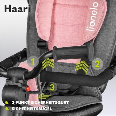 Триколісний велосипед LIONELO Haari 2в1 з перекладиною від 18 місяців до 25 кг, вперед і назад, безкамерні гумові шини, великий ві