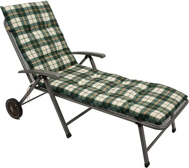 Подушка для шезлонгу Boston для шезлонгу Garden Lounger 58 x 190 см, зелена/бежева в клітинку