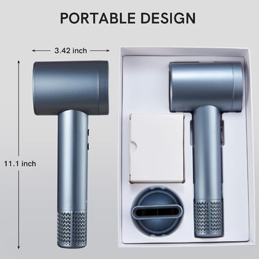 Фен акумуляторний, іонний акумуляторний фен Фен з двигуном 110 000 об/хв, фен з 4 режимами зарядки і магнітною насадкою, дорожній
