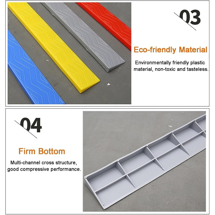 Портативний бордюрний пандус заввишки 1-5,5 см, нековзний пороговий пандус для дверей, ванних кімнат, супермаркетів, в'їздів у гаражі, ріжеться (колір: , розмір: 100x8x2,5 см)