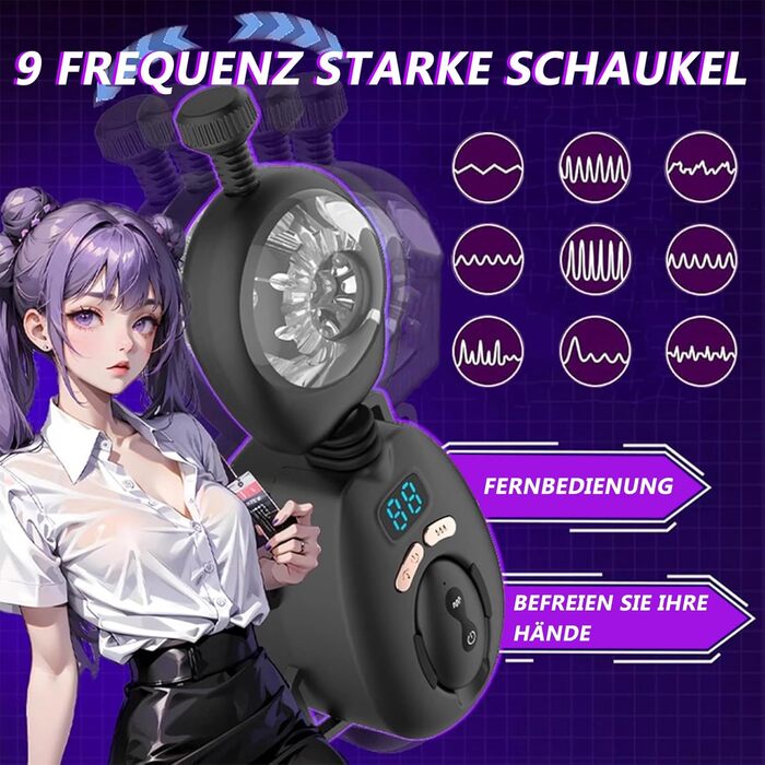 Мастурбатор ZYLEDW для чоловіків, з кріпленням на пояс, 9 режимів вібрації та 9 режимів руху вперед-назад, USB-C