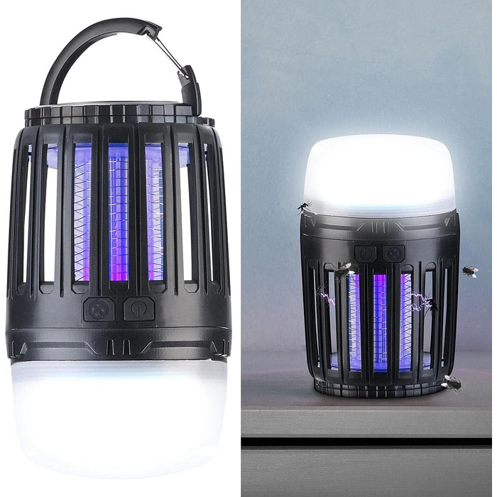 Ліхтар від комарів Exbuster УФ-засіб від комах 2-в-1 та кемпінговий ліхтар з акумуляторною батареєю, регульованою яскравістю, USB (кемпінговий ліхтар від комарів, лампа від комарів, настільна лампа на батарейках)