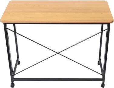 Розкладний стіл на колесах, 100x50 см, складний стіл, маленький, вантажопідйомність до 100 кг компактний мобільний комп&39ютерний стіл з гальмами для домашнього офісу, кухні, балкону, кемпінгу (білий/тик) (тикове дерево)