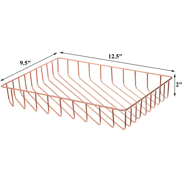 Упаковки дротяний лоток для файлів, лоток для паперу з рожевого золота Настільний лоток для листів, офісний великий лоток для документів для офісу, комори вдома, класу, школи, 32x24x5 см, 3