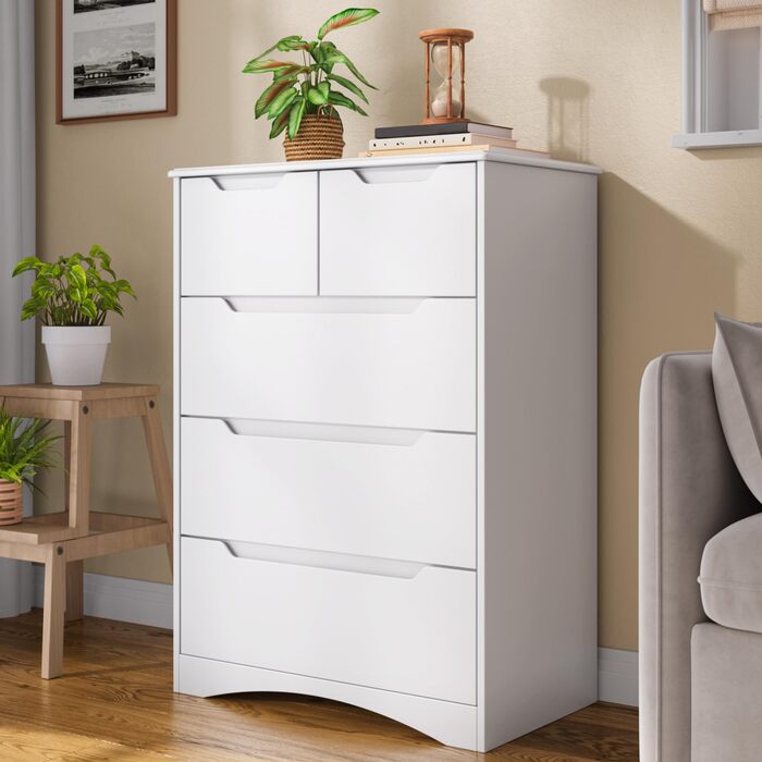 Комод з 5 шухлядами, комод для спальні, для офісу, вітальні, спальні, передпокою, меблів, 72x494 см, білий