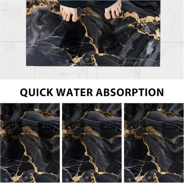 Комплект килимків для ванної comfoyar, 2 шт. и, суперпоглинаючі килимки для ванної з чорним мармуровим візерунком, нековзні, швидковисихаючі килимки для ванної, м&39які килимки для ванної, що миються, 40x60 см 40x50 см