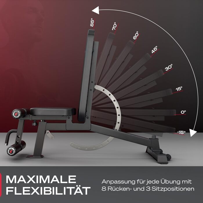 Силова лава Sportstech BRT700 для домашнього використання, похила та плоска лава 21-в-1 з жимовою лавою, вантажопідйомність 360 кг, тренажер для спини, жим лежачи, силові тренування, все тіло, домашній тренажерний зал, багатофункціональна лава BRT700 чорн