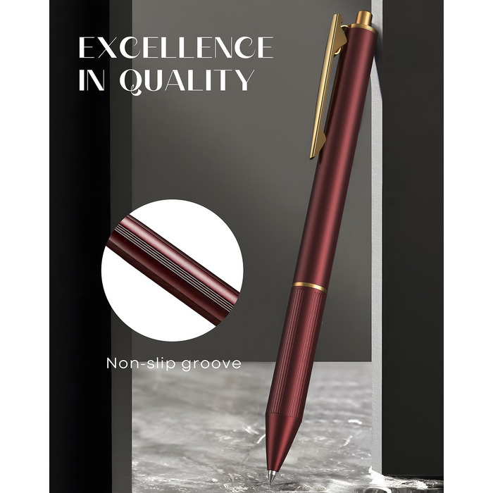 Металеві кулькові ручки, 0,5 мм - Плавне письмо, архівне чорнило, водонепроникні, розкішний латунний корпус, ідеальний подарунковий набір для школи, іспитів та офісного приладдя - 2 ручки/коробка