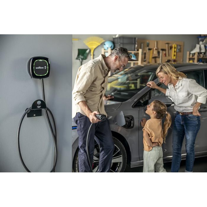 Зарядний пристрій Wallbox Pulsar Plus для електромобілів. З регульованою потужністю до 22 кВт. Зарядний кабель типу 2, підключення