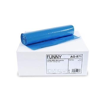 Забавні пакети для перероблених відходів з ПНД, сині, згорнуті в рулон, 120 л, тип 60, 1 упаковка (1 x 250 шт. ) 250 шт. (1 упаковка) Одинарні